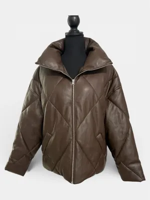 Abercrombie & Fitch Oversized Vegan Leather Diamond Puffer Sz M thumbnail 7