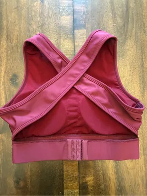 P’tula Sports Bra Women’s Medium Red Burgundy High Neck Criss Cross Back thumbnail 2