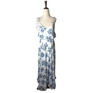 Lulus Pollen for You Maxi Dress Women Small Blue White Floral Chiffon Wedding thumbnail 2