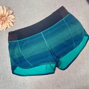 Lululemon Real Quick High Rise Athletic Shorts Simply Radiant Hunter Green Black thumbnail 3