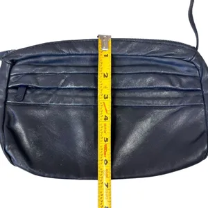 Vintage 70’s Excel Dark Blue Leather Crossbody Bag thumbnail 12