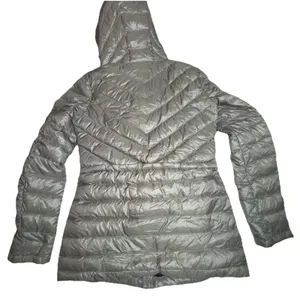 DKNY Women's Down Puffer Jacket XS Metallic Green Hooded Warm‎ Winter Coat thumbnail 8