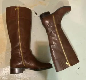 Michael Kors Women's Brown Leather Riding Boots Size 7 Knee High Zip thumbnail 4