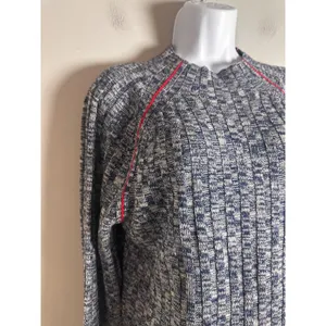 J.Crew Womens‎ XL Blue Marled 100% Merino Wool Wide Rib Mockneck Sweater Raglan thumbnail 6