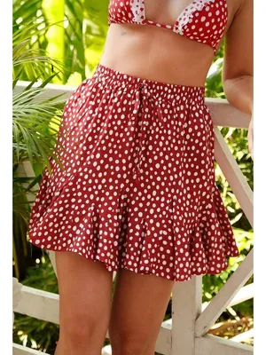 NWT Cupshe Red and White Polka Dot Drawstring Mini Skirt - Size: Medium thumbnail 1