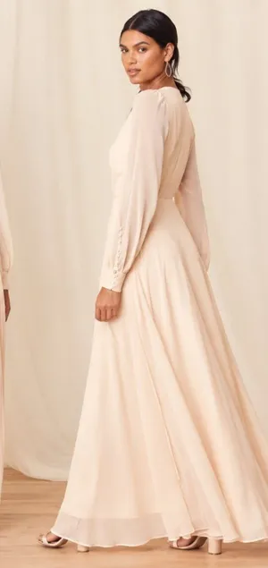 LULU's Sexy Chic Bridal Wedding Shower Elopement Flowy Romantic Wrap Dress thumbnail 1