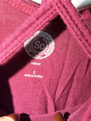 SO Dark Red Cross Detail Short Sleeve Tee thumbnail 3