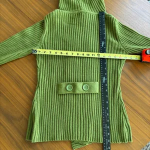 Vintage Mingle Green Ribbed Hooded Cardigan L Y2K Twee Indie Fairy Fall Cyber thumbnail 7