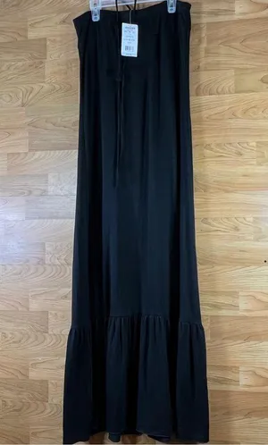 Eyelash Couture Size Large Black Maxi Dress with Tie Neck thumbnail 12