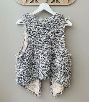 Free People Fur Away Shaggy Vest Gray Sz Medium thumbnail 2
