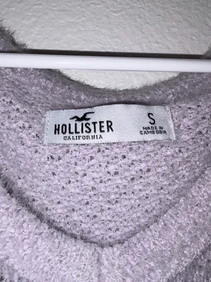 Hollister Lilac Purple Fuzzy V Neck Sweater Small Long Sleeve Balloon Cuffs thumbnail 4