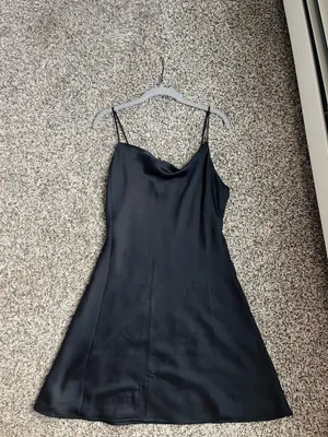 Abercrombie and Fitch Black Slip Dress with Cowl Neckline Sz Medium thumbnail 3
