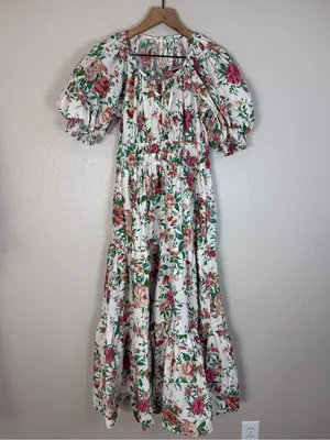 Anthropologie The Somerset Floral Maxi Dress Puff Sleeve Small $168 thumbnail 16