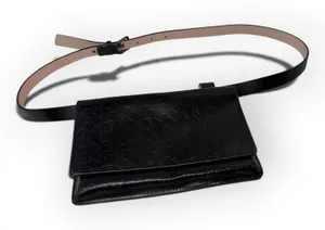 Calvin Klein Collection Black Leather Belt Bag Adjustable Waist thumbnail 1