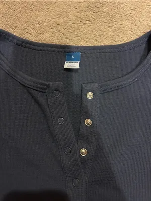 Old Navy Navy Blue Ribbed Button-Front thumbnail 2