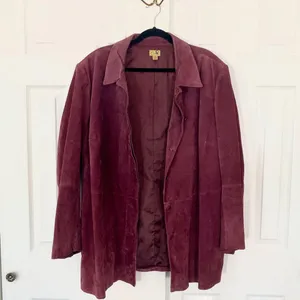 Caslon Early 2000's Burgundy / Berry Purple Red Genuine Leather Suede Jacket 3XL thumbnail 2
