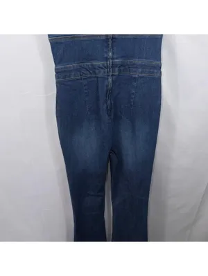 Peach Love California Denim Jumpsuit Women’s Small Flare Leg Adjustable Straps thumbnail 9