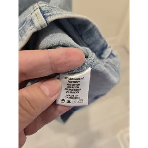 Iris Acid Wash Denim Mini Dress Spaghetti Strap V Neck Zip Back Women Size M Y2K thumbnail 6