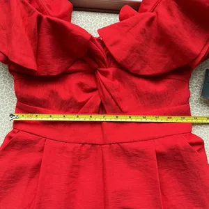 NWT Lulu’s Red Jumpsuit Romper with ruffled shoulders thumbnail 12