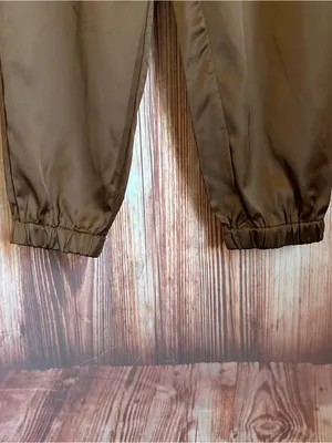 Allegra K Coffee Brown Drawstring Elastic Waist Tassel Satin Jogger Pants Sz XS thumbnail 7
