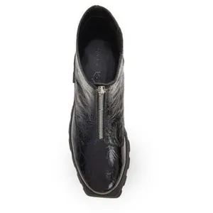 Katy Perry Daarling Black Zip Up Combat Boots 9 Embossed Patent Leather NIB‎ thumbnail 4