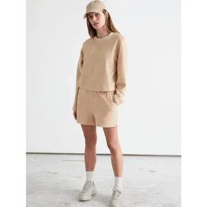 & Other Stories Terry Cotton Boxy Crewneck Sweatshirt Beige Womens Size Medium thumbnail 9