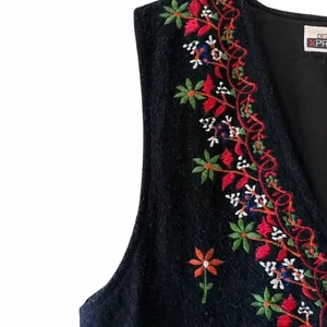 Body Xpressions Vintage Button Front Lined Vest Wool Blend Floral SZ M #2588 thumbnail 6