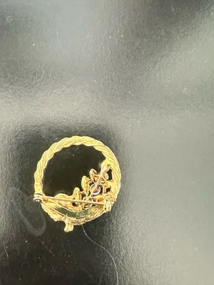 Vintage Gold Tone Brooch with Pearls and Leaves thumbnail 2