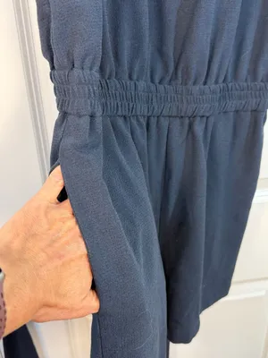 Bishop + Young Navy Blue Sleeveless Tie-Waist Romper Size L thumbnail 4