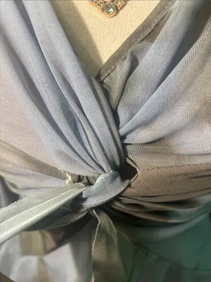 Sheer Knot-Front Blouse in Misty Blue thumbnail 4