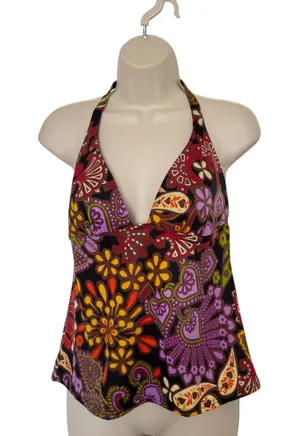 Victoria's Secret Large Paisley Floral Halter Tankini Top Y2K Boho Chic thumbnail 1