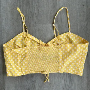 Urban Outfitters Polka Dot Retro Cut Out Crop Top Yellow XL thumbnail 2