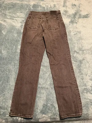 Abercrombie & Fitch The 90's Straight Ultra High Rise Black Denim Jeans Sz 27/4R thumbnail 5