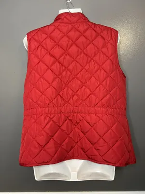 St Johns Bay Vest Womens Large Red Quilted Puffer Lightweight Zip Front Pockets thumbnail 4