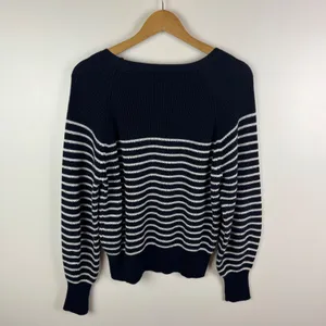 Marella Sport Striped Cotton Knit Sweater Large Navy Nautical Coastal Pullover‎ thumbnail 3
