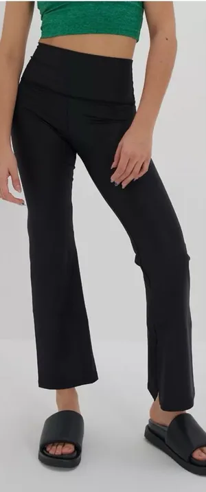 Offline by Aerie • The Hugger Coated Crop Slit Flare Legging 7/8 ankle black thumbnail 1