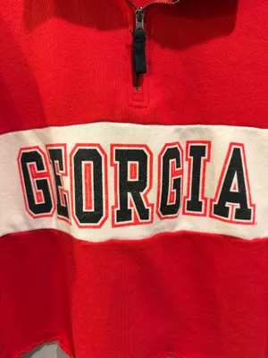 ‘47 University of Georgia Bulldogs Cropped Raw Hem Retro Inspired Quarter Zip Pullover Red thumbnail 5