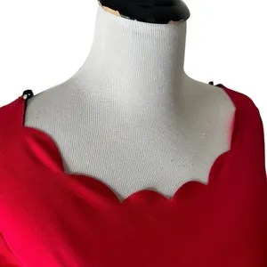 Lulus Red Scalloped Mini Skater Dress Womens L Stretch Knit Flared Fit & Flare thumbnail 6