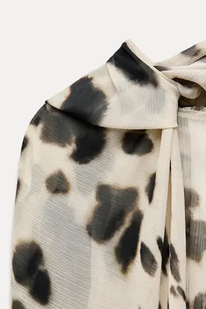 Zara dress voluminous maxi animal print kimono scarf layered casual boho thumbnail 16