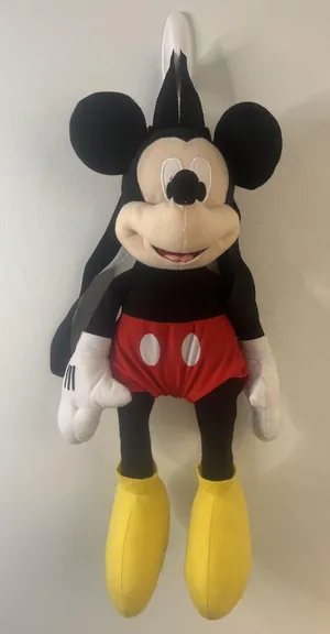 Disney Mickey Mouse Plush Mini Backpack Bag Kids Toddler Black Red Zipper Straps thumbnail 1