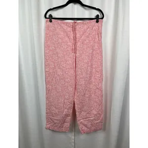 Crabtree&Evelyn Pink Floral Cotton&Bamboo Long Sleeve Pajama Set Sz.M thumbnail 2