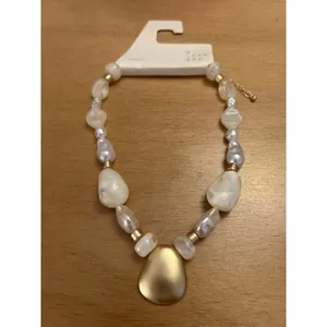 New women’s a new day statement necklace White Satiny Gold marble Look thumbnail 2