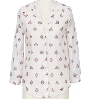 Paige Sammy Off-White Print Vneck Cotton Lightweight Top M thumbnail 3