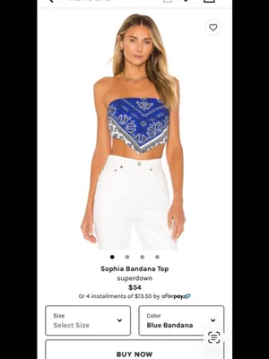 superdown Blue Bandana Strapless Handkerchief Crop Top thumbnail 3