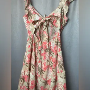 Madden NYC Juniors Cottagecore Floral boho feminine smocked minidress L thumbnail 4