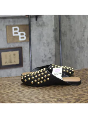 NWT A New Day Womens Channing Studded Slip On Mule Flats Jet Black / Gold 6.5M thumbnail 8