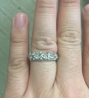 Silver Rhinestone Princess Crown Ring thumbnail 6