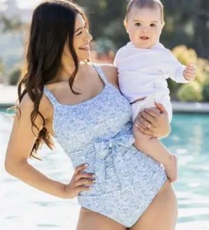 Kindred bravely - Floral Nursing & Maternity One-Piece Tie Swimsuit Summer Beach thumbnail 1