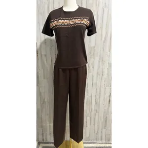 Kasper Suit Set Womens Petite 6P‎ Brown Knit Sweater Top & Dress Pants 2pc thumbnail 2
