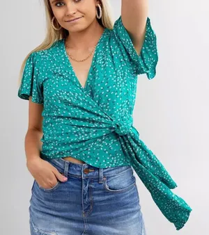 Billabong Wild Gaze Wrap‎ Top Seagreen Size small thumbnail 1